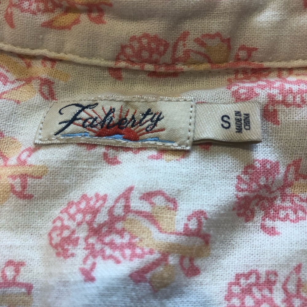 Faherty Rae Dress Shirt Dress Linen Taj Floral - Picture 8 of 10